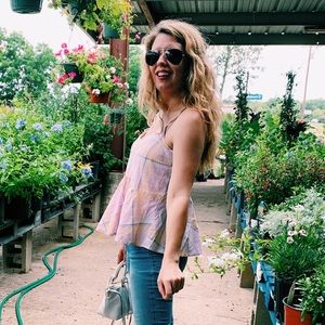 Lavender Plaid Peplum Top